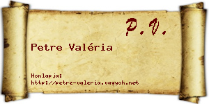 Petre Valéria névjegykártya